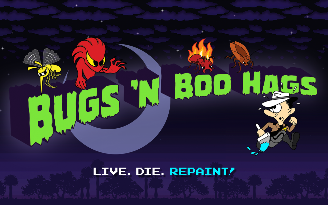 Bugs 'N Boo Hags key art featuring the game's main characters and Lowcountry-inspired atmosphere.